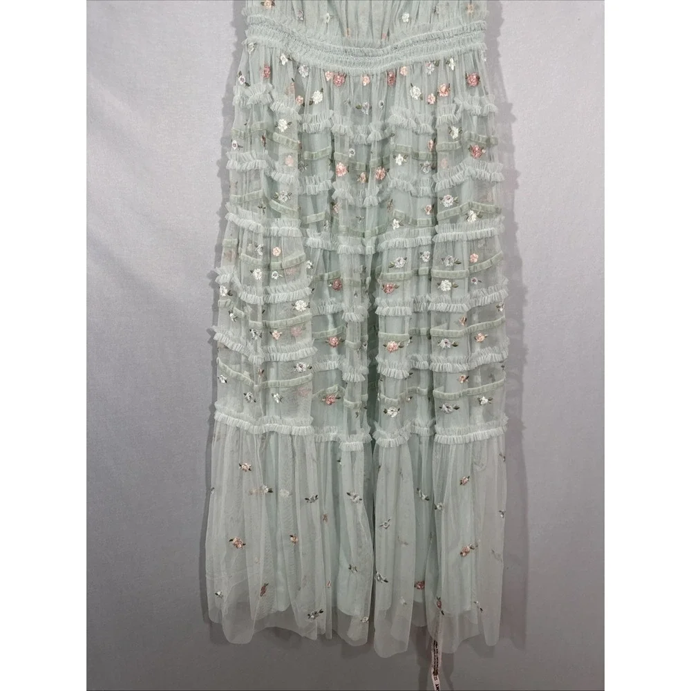 NWT Mac Duggal [Little Girls 10 ] 8217 RuffleEmbroidered Floral Long Dress J1945